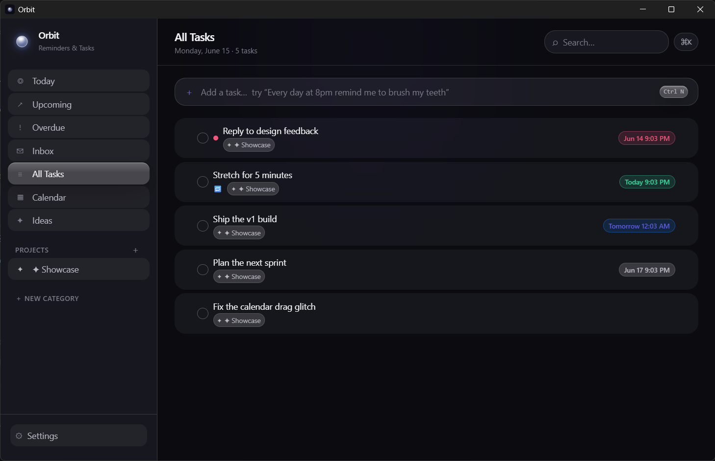 Orbit with the Liquid Glass theme