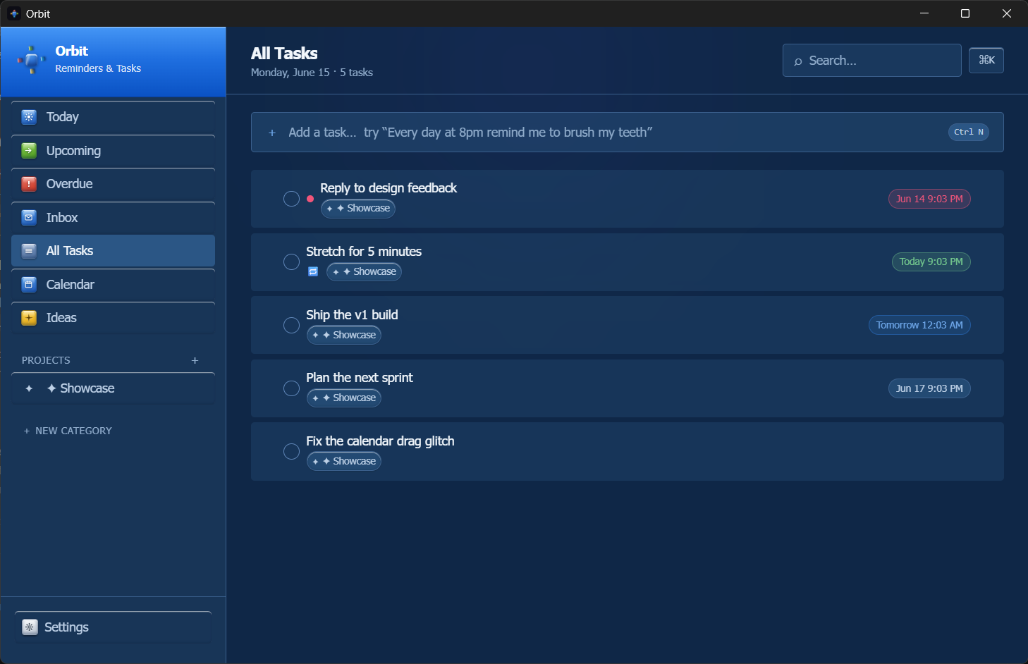 Orbit with the Windows XP theme